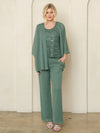 Load image into Gallery viewer, LAV3541 Wholesale 3-Piece Mother of the Bride Dress Sequin Top, Chiffon Jacket &amp; Wide-Leg Pants