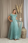 Load image into Gallery viewer, LA Merchandise LAV5261 Sequin Short Sleeve A-Line MOB Gown - SAGE - Dress LAV