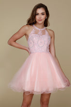 Load image into Gallery viewer, LA Merchandise LAXB652 Halter Fit &amp; Flare Short Bridesmaids Dress - BLUSH - LA Merchandise