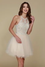 Load image into Gallery viewer, LA Merchandise LAXB652 Halter Fit &amp; Flare Short Bridesmaids Dress - CHAMPAGNE - LA Merchandise
