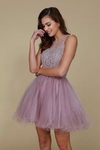 LA Merchandise LAXB652 Halter Fit & Flare Short Bridesmaids Dress - LIGHT MAUVE - LA Merchandise