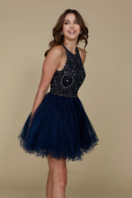 Load image into Gallery viewer, LA Merchandise LAXB652 Halter Fit &amp; Flare Short Bridesmaids Dress - NAVY BLUE - LA Merchandise