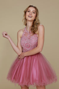 LA Merchandise LAXB652 Halter Fit & Flare Short Bridesmaids Dress - - LA Merchandise