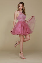 Load image into Gallery viewer, LA Merchandise LAXB652 Halter Fit &amp; Flare Short Bridesmaids Dress - ROSE - LA Merchandise