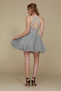 LA Merchandise LAXB652 Halter Fit & Flare Short Bridesmaids Dress - - LA Merchandise