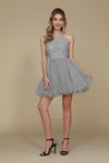 Load image into Gallery viewer, LA Merchandise LAXB652 Halter Fit &amp; Flare Short Bridesmaids Dress - SILVER - LA Merchandise