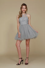 Load image into Gallery viewer, LA Merchandise LAXB652 Halter Fit &amp; Flare Short Bridesmaids Dress - SILVER - LA Merchandise