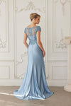 Load image into Gallery viewer, Wholesale Beaded Illusion Lace Trumpet Gown with Cascade Slit Mother of Bride Dress by LAXMD155 - - Dress LAX