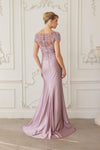 Load image into Gallery viewer, Wholesale Beaded Illusion Lace Trumpet Gown with Cascade Slit Mother of Bride Dress by LAXMD155 - - Dress LAX