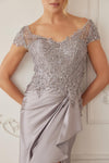 Load image into Gallery viewer, Wholesale Beaded Illusion Lace Trumpet Gown with Cascade Slit Mother of Bride Dress by LAXMD155 - - Dress LAX