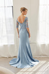 Load image into Gallery viewer, Wholesale Off-Shoulder Illusion Scoop Neck 3/4 Sleeve Sequin Embroidered Trumpet Gown by LAXMD156 - - Dress LAX