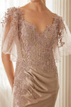 Load image into Gallery viewer, Wholesale Sweetheart Flutter Sleeve Beaded Lace Trumpet Gown with Slit &amp; Sweep Train by LAXME148 - - Dress LAX