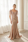 Load image into Gallery viewer, Wholesale Sweetheart Flutter Sleeve Beaded Lace Trumpet Gown with Slit &amp; Sweep Train by LAXME148 - - Dress LAX