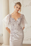 Load image into Gallery viewer, Wholesale Sweetheart Flutter Sleeve Beaded Lace Trumpet Gown with Slit &amp; Sweep Train by LAXME148 - - Dress LAX