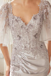 Load image into Gallery viewer, Wholesale Sweetheart Flutter Sleeve Beaded Lace Trumpet Gown with Slit &amp; Sweep Train by LAXME148 - - Dress LAX