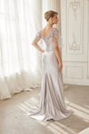 Load image into Gallery viewer, Wholesale Sweetheart Flutter Sleeve Beaded Lace Trumpet Gown with Slit &amp; Sweep Train by LAXME148 - - Dress LAX