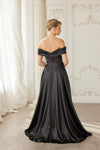 Load image into Gallery viewer, Wholesale Off-Shoulder Deep-V Stretch Satin A-Line Gown with Slit &amp; Sweep Train by LAXME150 - - Dress LAX