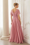 Load image into Gallery viewer, Wholesale Flutter Sleeve Beaded Waist Chiffon A-Line Mother of Bride Evening Gown by LAXME152