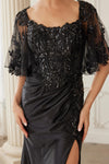 Load image into Gallery viewer, Wholesale Scoop Neck Butterfly Cape Sleeve Sequin Beaded Trumpet Gown with Slit by LAXME153 - - Dress LAX