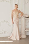 Load image into Gallery viewer, Wholesale Sheer 3/4 Sleeve Sequin Embroidered Trumpet Mother of the Bride Gown by LAXMH159 - GOLD - Dress LAX