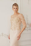 Load image into Gallery viewer, Wholesale Sheer 3/4 Sleeve Sequin Embroidered Trumpet Mother of the Bride Gown by LAXMH159 - - Dress LAX