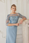 Load image into Gallery viewer, Wholesale Sheer 3/4 Sleeve Sequin Embroidered Trumpet Mother of the Bride Gown by LAXMH159 - - Dress LAX