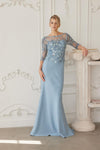 Load image into Gallery viewer, Wholesale Sheer 3/4 Sleeve Sequin Embroidered Trumpet Mother of the Bride Gown by LAXMH159 - SMOKY BLUE - Dress LAX