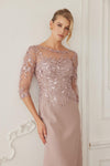 Load image into Gallery viewer, Wholesale Sheer 3/4 Sleeve Sequin Embroidered Trumpet Mother of the Bride Gown by LAXMH159 - - Dress LAX