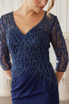 Load image into Gallery viewer, Wholesale Beaded Illusion Three-Quarter Sleeve Mother of the Bride Gown with Slit by LAXMH161 - - Dress LAX