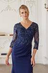 Load image into Gallery viewer, Wholesale Floral EmbroideredTrumpet Mother of the Bride Gown with Slit by LAXMH163 - - Dress LAX