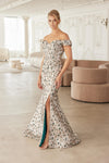 Load image into Gallery viewer, Wholesale Off-Shoulder Sweetheart Floral Jacquard Corset Bodice Mermaid Evening Gown by LAXMJ142 - - Dress LAX