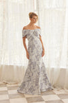 Load image into Gallery viewer, Wholesale Off-Shoulder Floral Jacquard Brocade Trumpet Evening Gown with Sweep Train by LAXMT154 - - Dress LAX