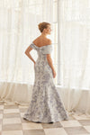 Load image into Gallery viewer, Wholesale Off-Shoulder Floral Jacquard Brocade Trumpet Evening Gown with Sweep Train by LAXMT154 - - Dress LAX