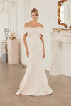 Load image into Gallery viewer, Wholesale Off-Shoulder Floral Jacquard Brocade Trumpet Evening Gown with Sweep Train by LAXMT154 - PINK - Dress LAX