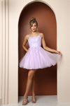 Load image into Gallery viewer, LA Merchandise LAXT718 Floral Corset Back Homecoming Cocktail Dress - LILAC - LA Merchandise