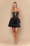 Load image into Gallery viewer, LAY26242 Wholesale Strapless Sweetheart Rhinestone Keyhole Tiered Ruffle Short Homecoming Dress