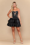 Load image into Gallery viewer, LAY26242 Wholesale Strapless Sweetheart Rhinestone Keyhole Tiered Ruffle Short Homecoming Dress