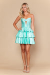 Load image into Gallery viewer, LAY26242 Wholesale Strapless Sweetheart Rhinestone Keyhole Tiered Ruffle Short Homecoming Dress