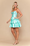 Load image into Gallery viewer, LAY26242 Wholesale Strapless Sweetheart Rhinestone Keyhole Tiered Ruffle Short Homecoming Dress