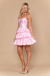 Load image into Gallery viewer, LAY26242 Wholesale Strapless Sweetheart Rhinestone Keyhole Tiered Ruffle Short Homecoming Dress