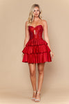 Load image into Gallery viewer, LAY26242 Wholesale Strapless Sweetheart Rhinestone Keyhole Tiered Ruffle Short Homecoming Dress