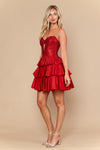 Load image into Gallery viewer, LAY26242 Wholesale Strapless Sweetheart Rhinestone Keyhole Tiered Ruffle Short Homecoming Dress