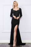 Load image into Gallery viewer, La Merchandise LAY9114 Long Sleeve Stretchy Formal Gown w/ Rhinestones - BLACK - LA Merchandise