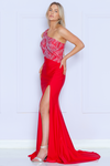 Load image into Gallery viewer, La Merchandise LAY9116 One Shoulder Stretchy Prom Evening Gown w/ Slit - RASPBERRY - LA Merchandise