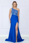Load image into Gallery viewer, La Merchandise LAY9116 One Shoulder Stretchy Prom Evening Gown w/ Slit - ROYAL BLUE - LA Merchandise