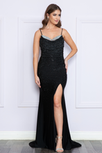 Load image into Gallery viewer, La Merchandise LAY9130 Long Stretchy Embellished Prom Bodycon Dress - BLACK - LA Merchandise