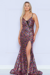 Load image into Gallery viewer, LA Merchandise LAY9182 Sequin V-Neck Mermaid Evening Gown - BLACK MULTI - LAY