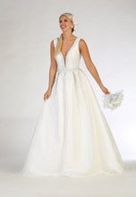 Load image into Gallery viewer, LA Merchandise LA112B Sleeveless V-Neck Bridal Ball Gown with Pearls - Ivory - LA Merchandise