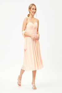 LA Merchandise LA1161 Corset Strapless Pleated Short Bridesmaids Dress - Blush - LA Merchandise
