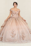 Load image into Gallery viewer, LA Merchandise LA255 Floral Appliqued Champagne Sequin Ball Gown - - LA Merchandise